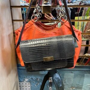 Stylish Black and Orange Women's Handbag
